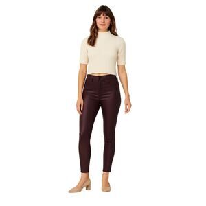 NWT Ann Taylor Sculpting High-rise Skinny Coated Jeans Burgundy 12